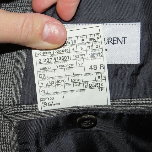Yves Saint Laurent Rive Gauche Tom Ford Era Gray Plaid Cashmere Blend Blazer 38R - Picture 12 of 13